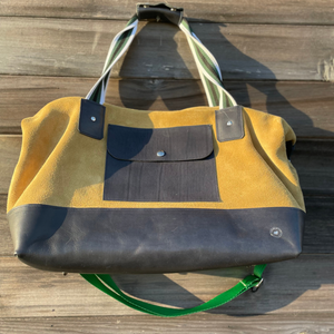 Limited Edition Sand suede and Navy Leather Duffle Bag